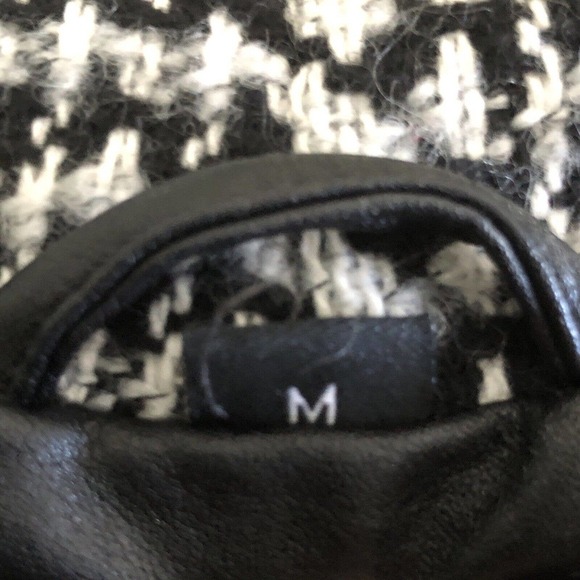 Guess Women's Wool Blend Faux Leather Arms Fringe Trim Plaid MOTO Jacket Sz M - Picture 6 of 10